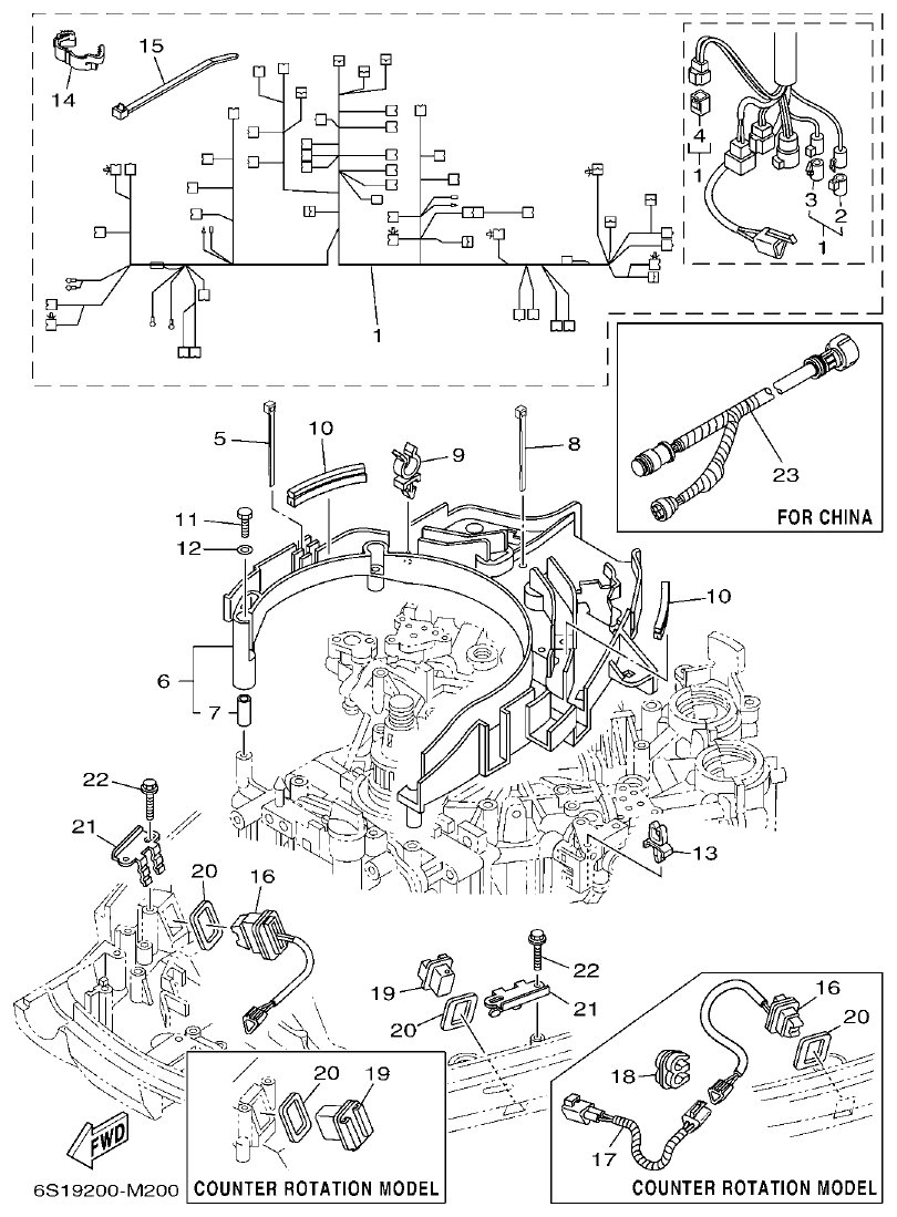 Yamaha F200BET, FL200BET ELECTRICAL 3 parts diagram